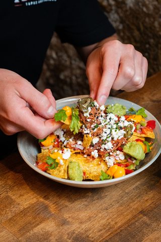 Nachos with guacamole and pico de gallo